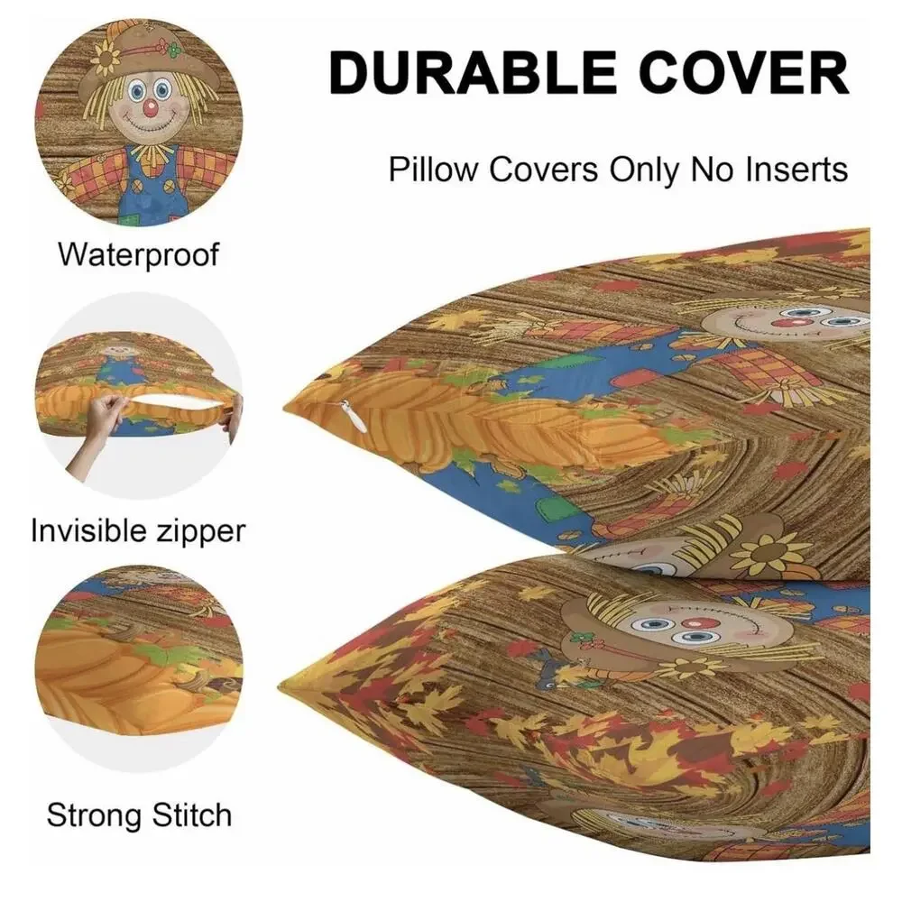 Thanksgiving Scare Crow Outdoor Waterproof Pillow Covers 16x16 Pack of 2
